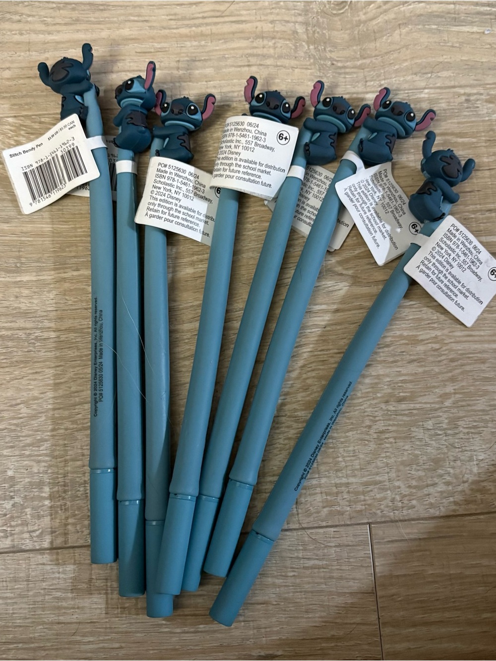 Disney Stitch Bendy Pen Lot of 7 New w/ Tags Scholastic Book Fair Ages 6+